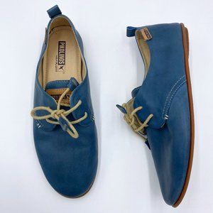 PIKOLINOS CALABRIA Blue Plain Lace-Up Leather Shoe